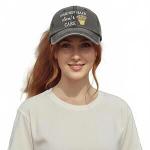 Hat / Garden Hair Don't Care Cap - Stylish Gray Baseball Hat / New